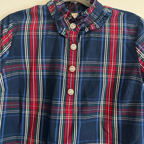 St. John's Bay Plaid Button Down with Floral Diamond Buttons - Picture 3 of 6